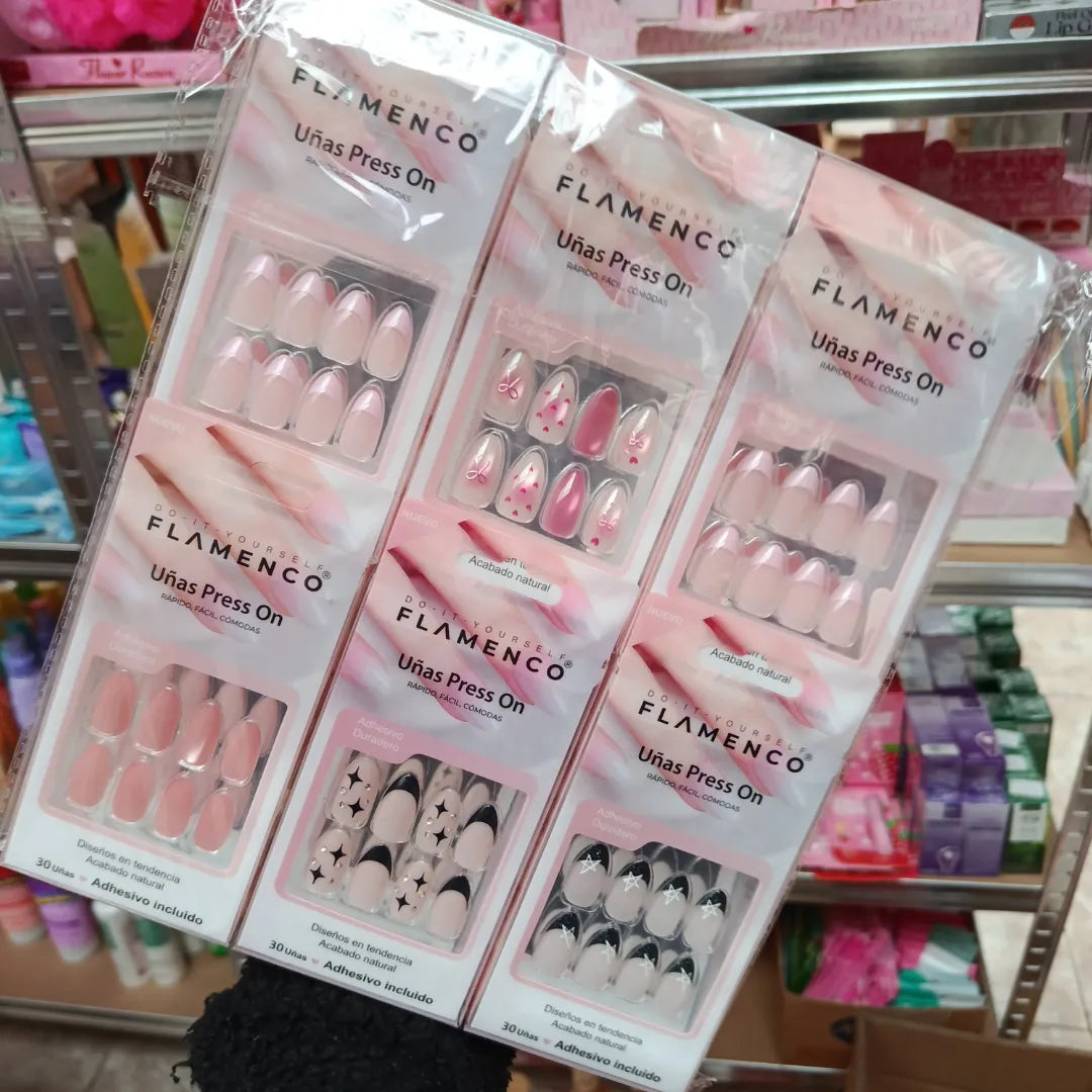 Pack Mayorista 6 Uñas Press On + 1 Pegamento — Manicure Fácil en Cantidad