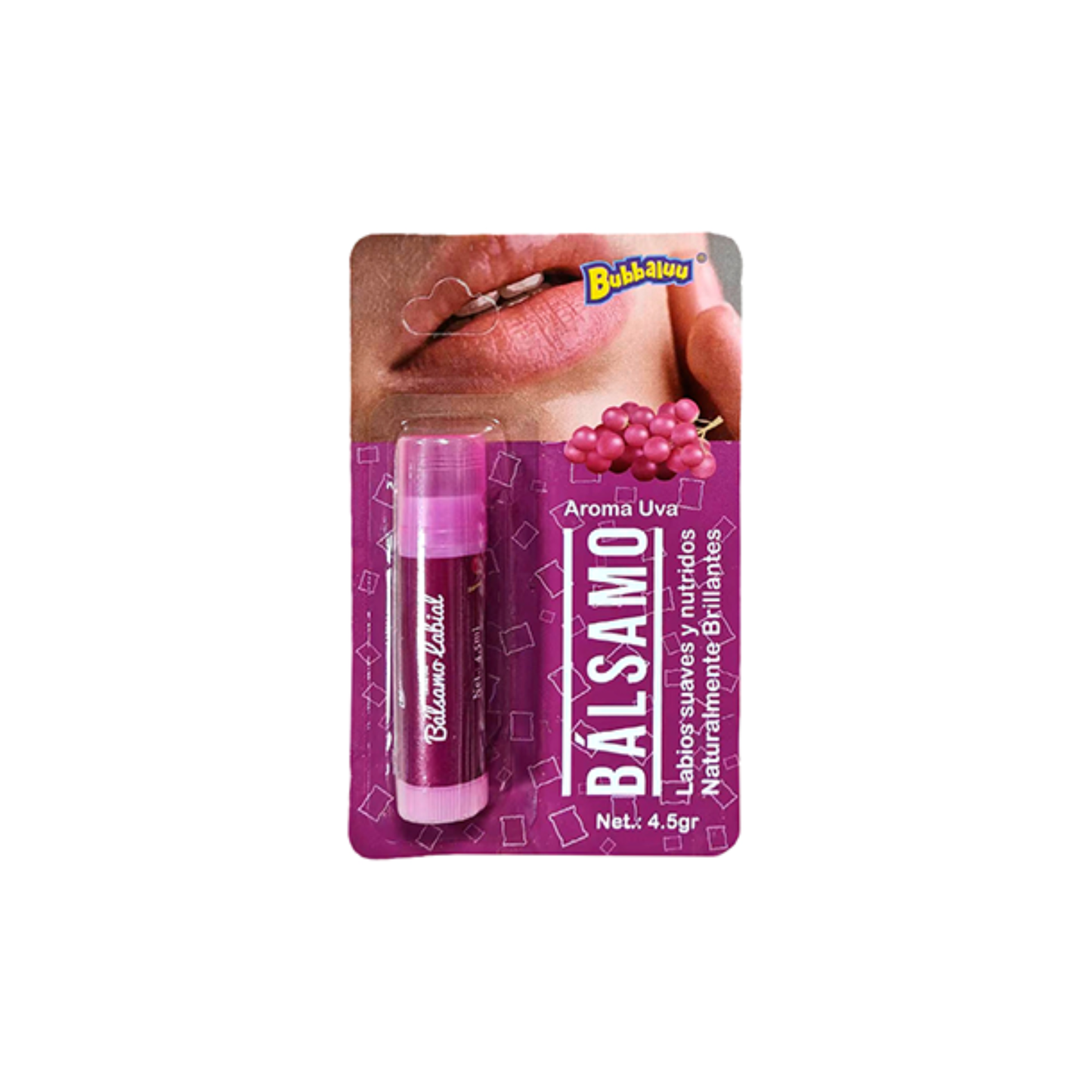 Bálsamo labial Bubbaluu nutritivo uva Nura Skin Chile