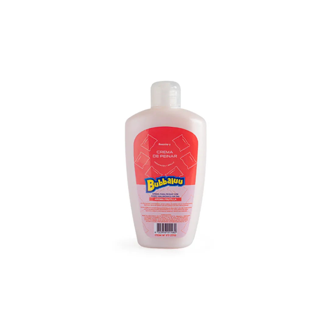 Crema de Peinar Bubbaluu Frutilla 250g – Ácido Hialurónico, Sin Sal y Sin Frizz