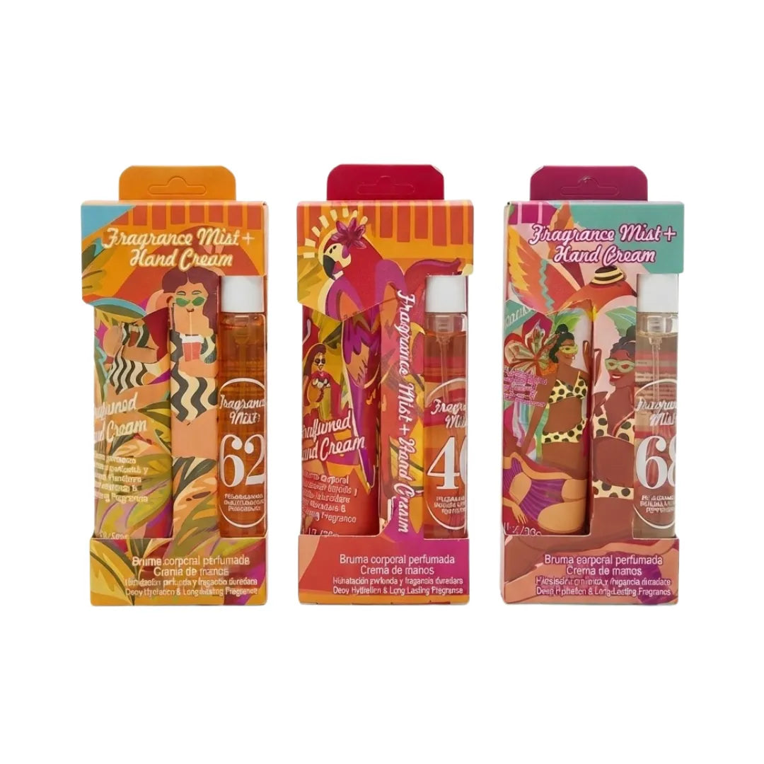Pack 3 Sets Crema de Mano 30g + Mini Perfume de Cartera — Aromas Frescos y Dulces