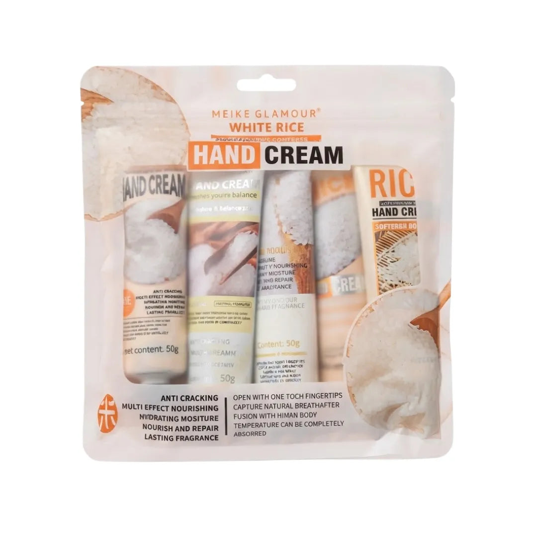 Pack Cremas de Mano de Arroz Meike Glamour — Hidratación Nutritiva y Suavizante