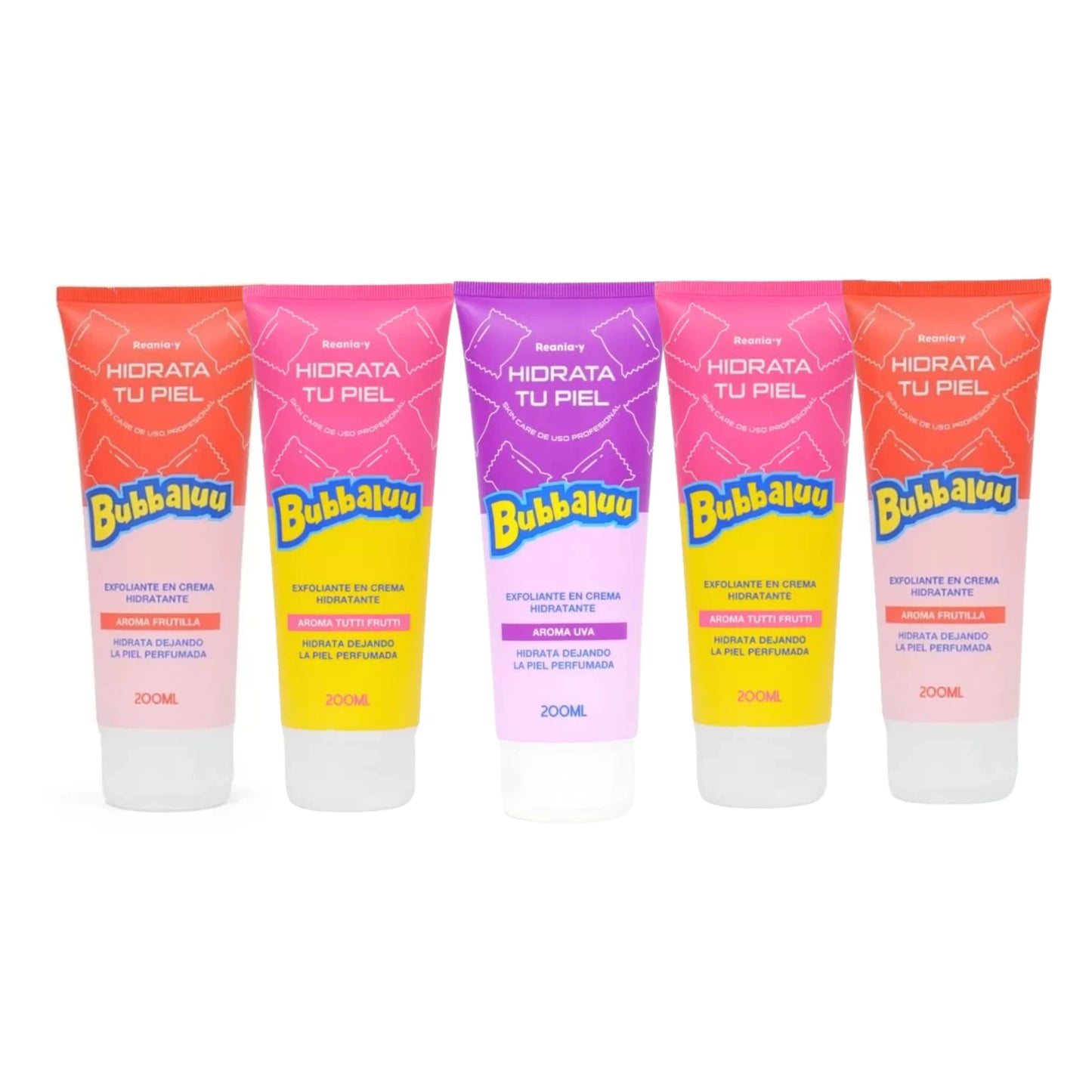 Pack 5 exfoliantes marca bubbaluu para mayoristas