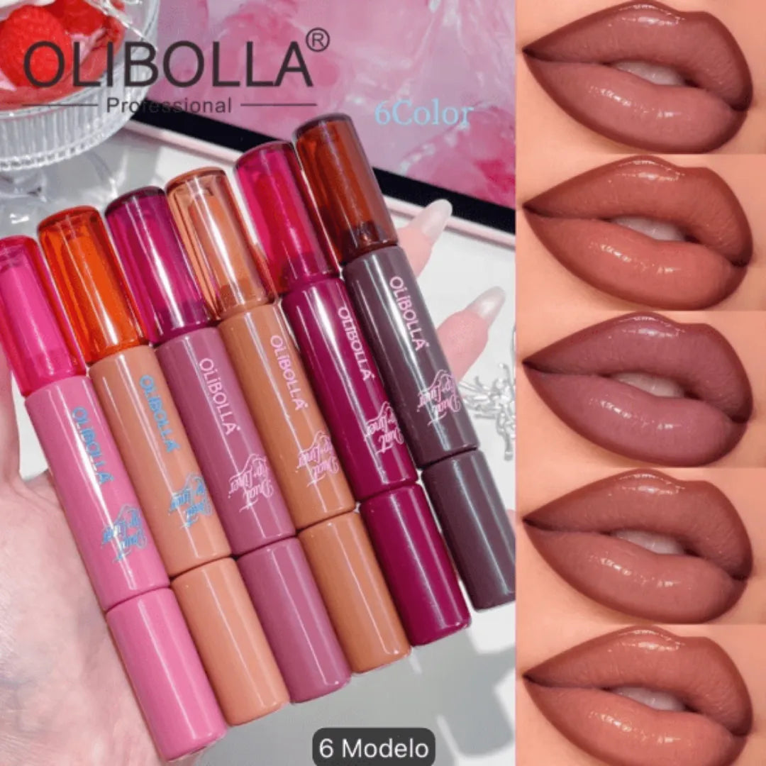 Dual Lip Olibolla — 6 Tonos Disponibles | Labial y Gloss en Uno