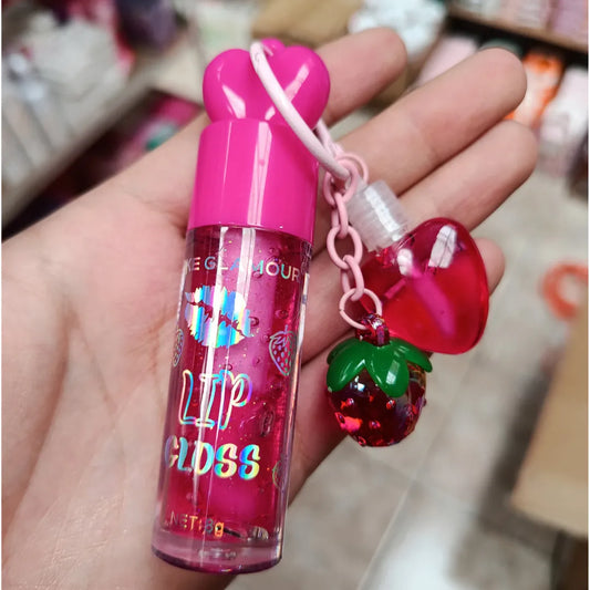 Lip Gloss Meike Glamour con Llavero y Brillo Extra — 6 Tonos Disponibles