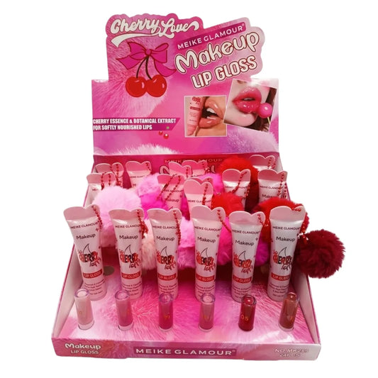 Lip Gloss Meike Glamour con Accesorio — 6 Tonos | Se Envía Surtido