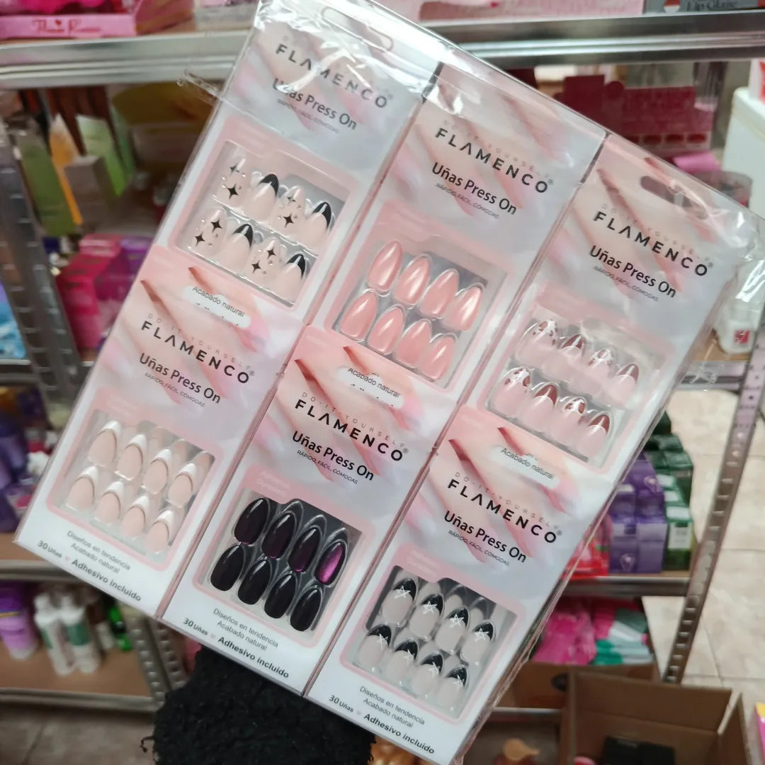 Pack Mayorista 6 Uñas Press On + 1 Pegamento — Manicure Fácil en Cantidad