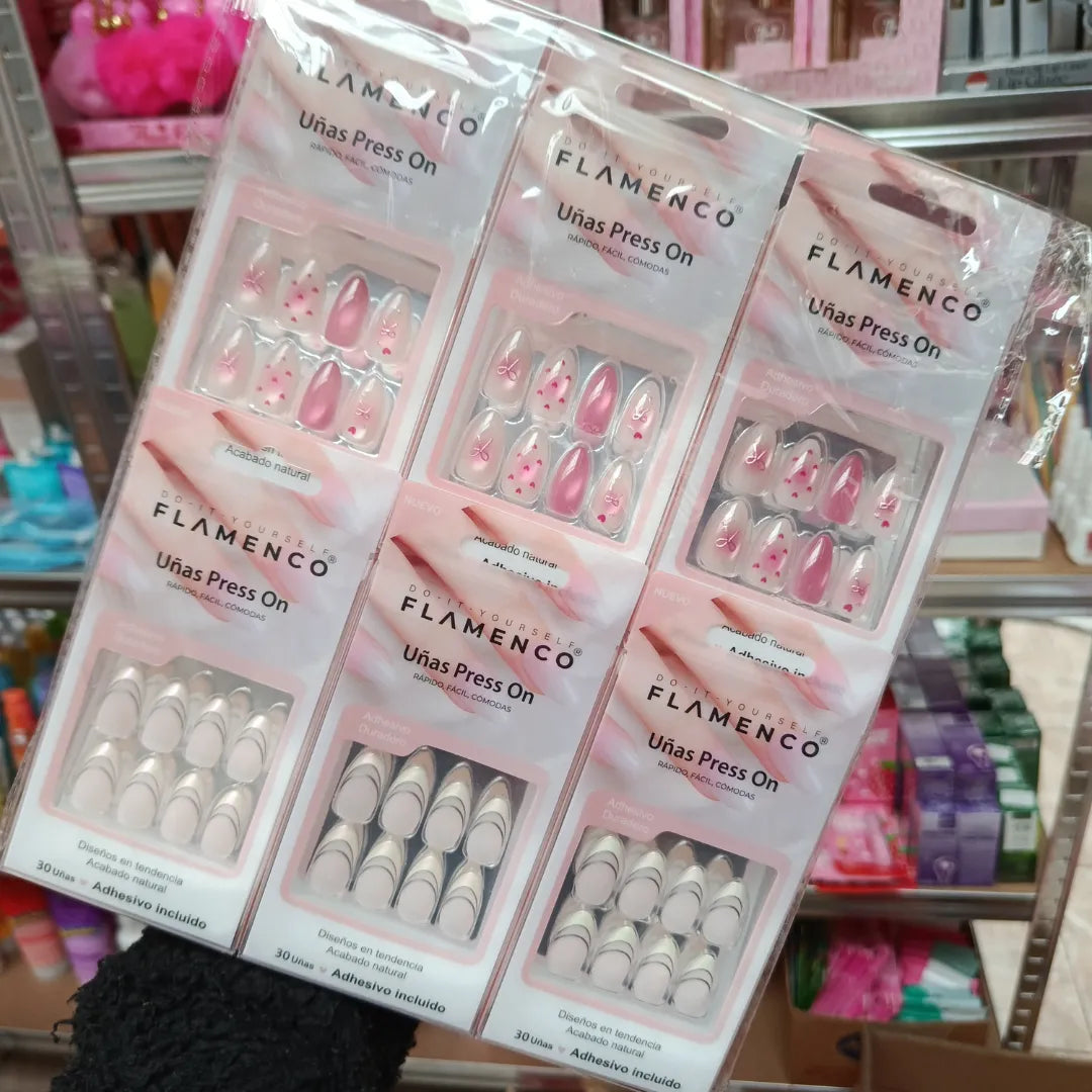 Pack Mayorista 6 Uñas Press On + 1 Pegamento — Manicure Fácil en Cantidad