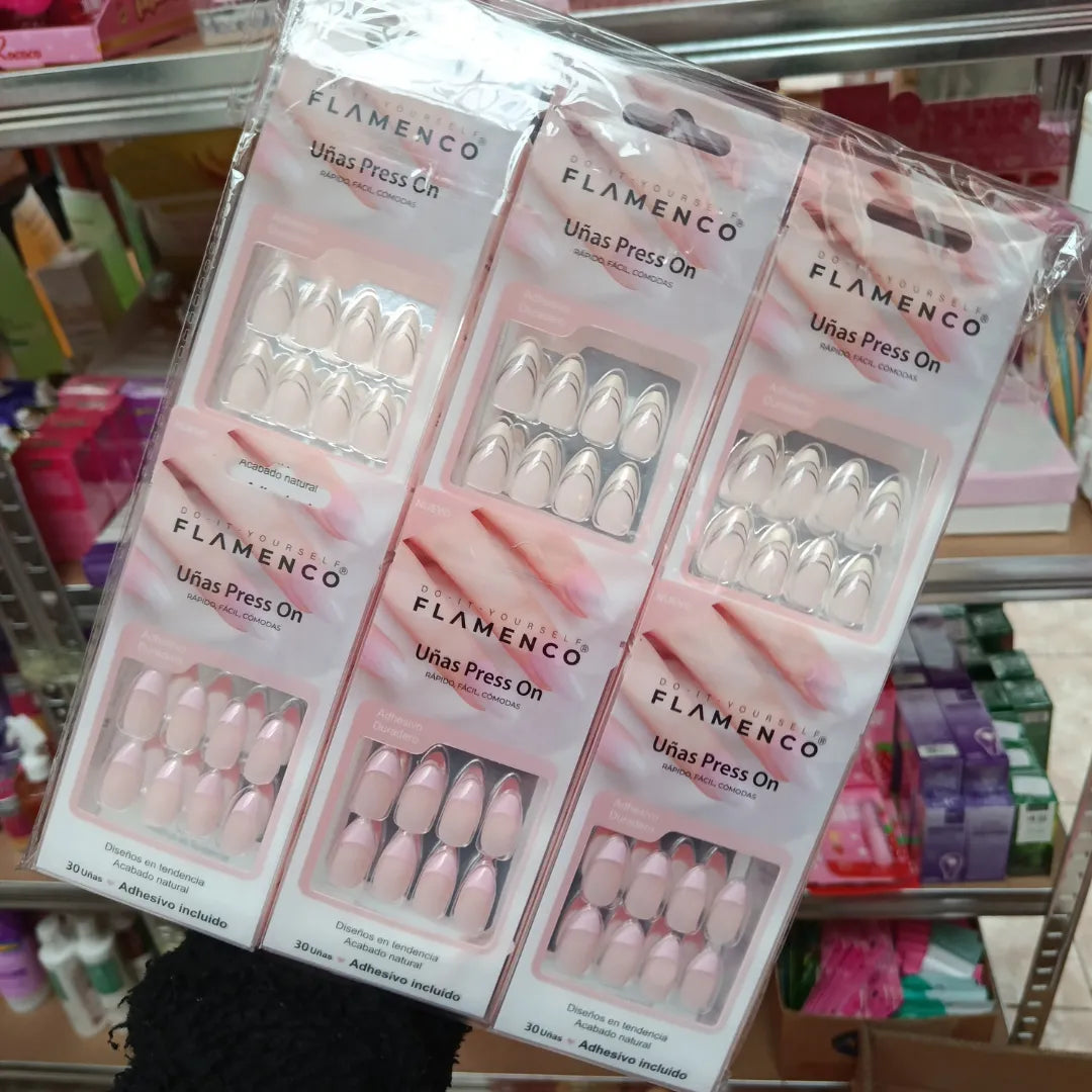 Pack Mayorista 6 Uñas Press On + 1 Pegamento — Manicure Fácil en Cantidad