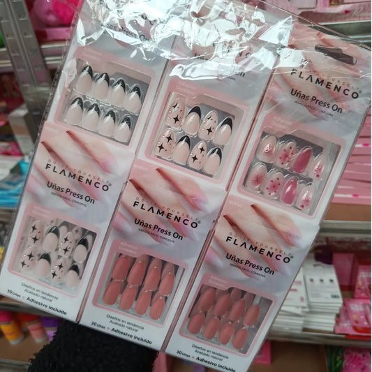Pack Mayorista 6 Uñas Press On + 1 Pegamento — Manicure Fácil en Cantidad