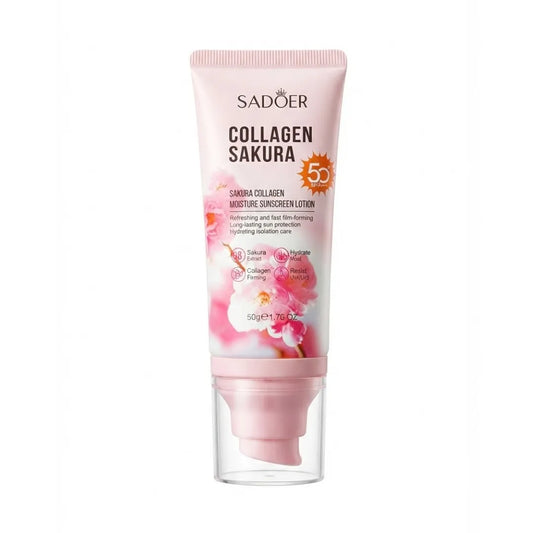 Protector Solar Sadoer SPF50 Colágeno + Sakura 50g — Firmeza y Protección Diaria