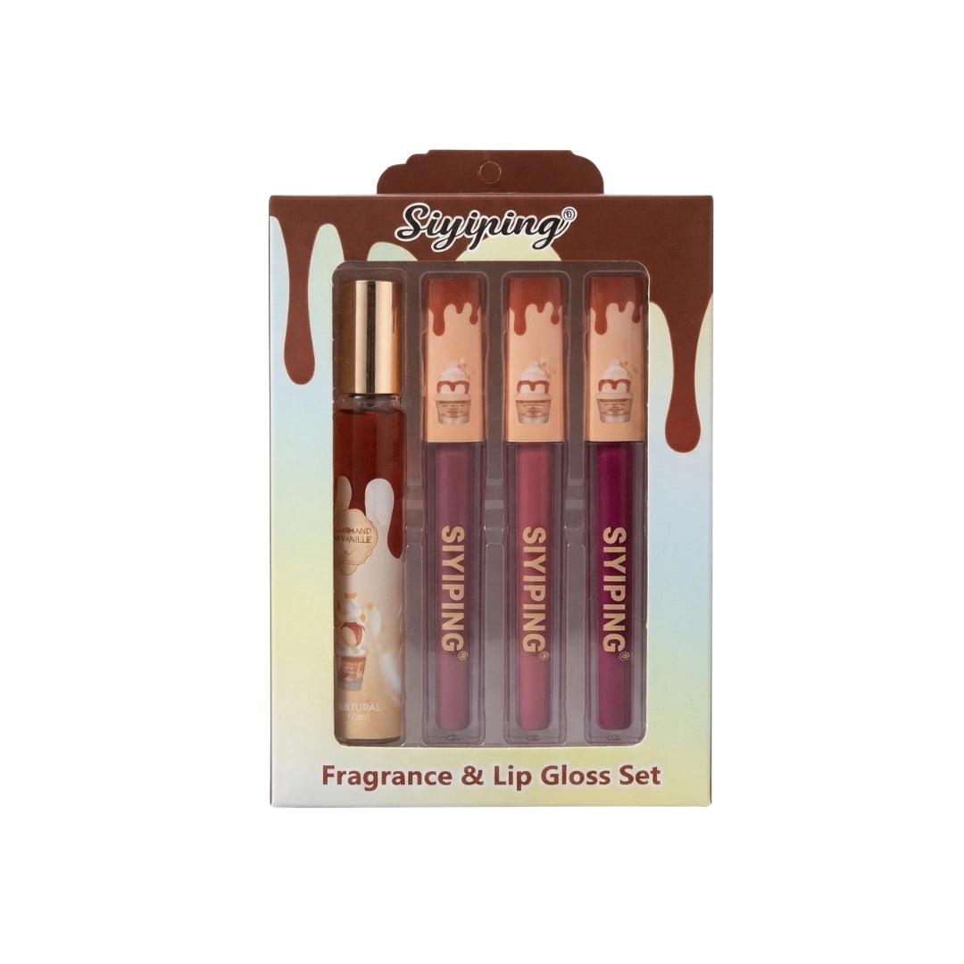 Set Perfume de Cartera + 3 Lip Gloss — Inspiración Give Me Gourmand | 6 Aromas