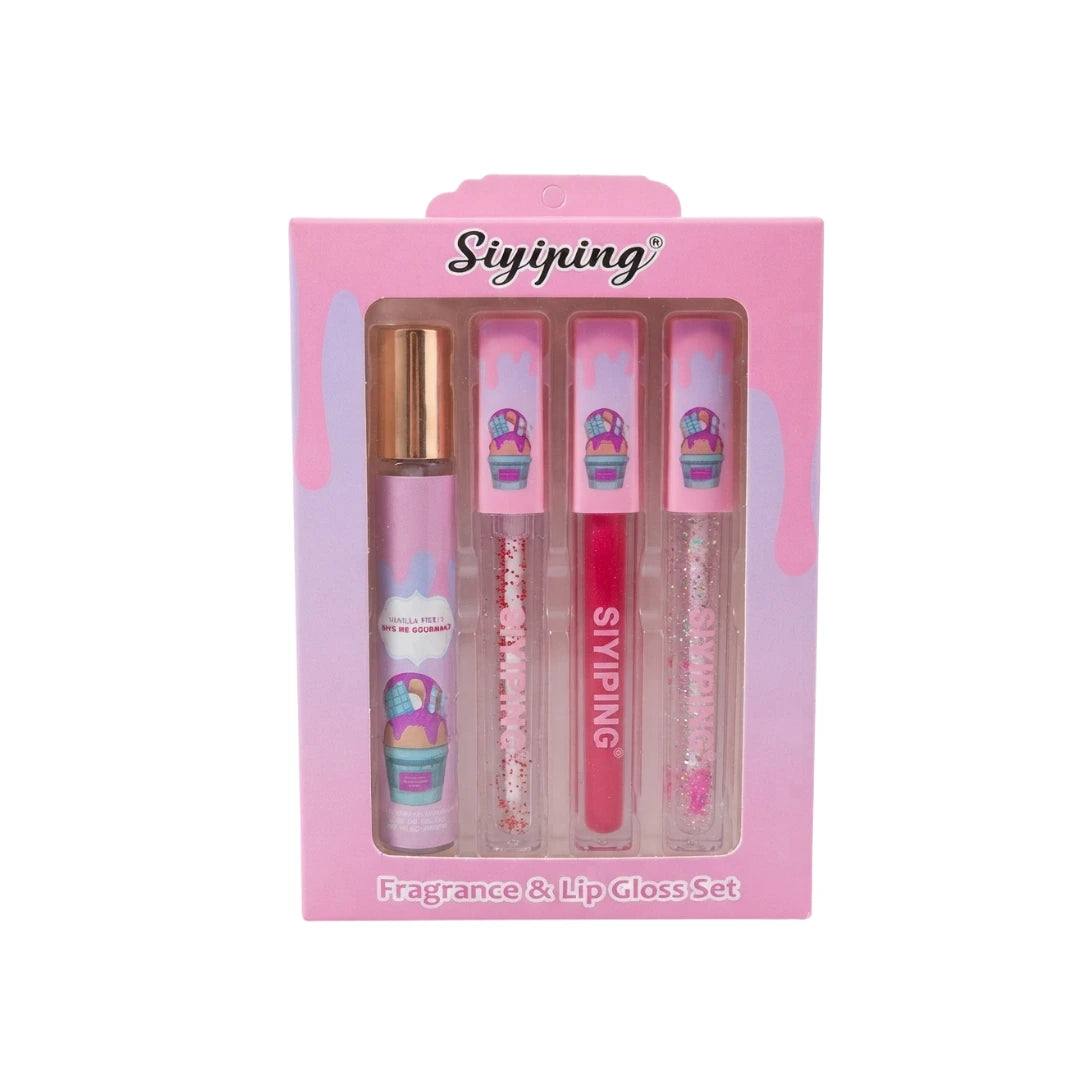 Set Perfume de Cartera + 3 Lip Gloss — Inspiración Give Me Gourmand | 6 Aromas