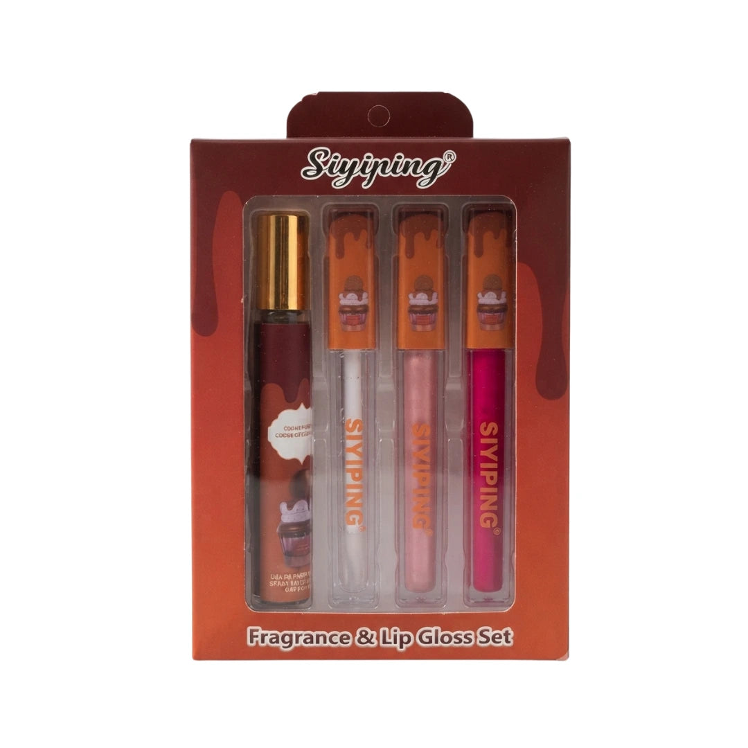 Set Perfume de Cartera + 3 Lip Gloss — Inspiración Give Me Gourmand | 6 Aromas