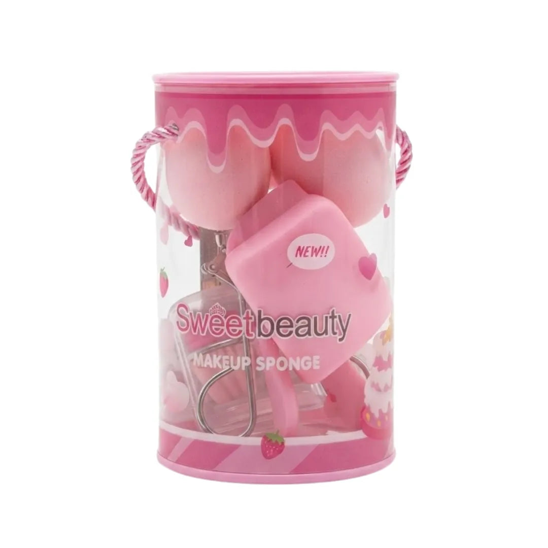 Set Esponjas + Encrespador + Brocha Sweet Beauty — 3 Colores Disponibles