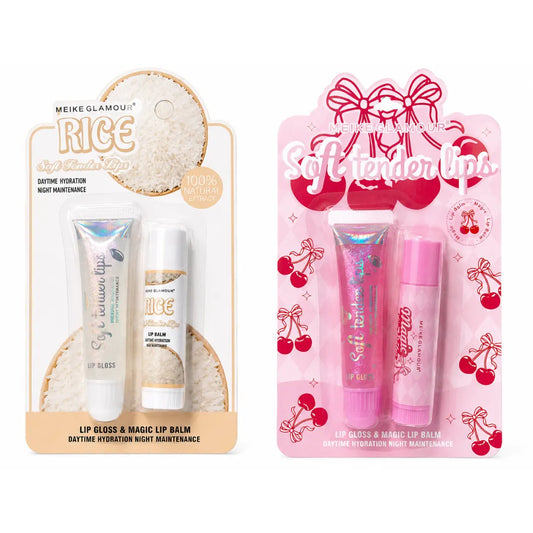 Pack Bálsamo con Brillo Labial Meike Glamour — Arroz y guinda
