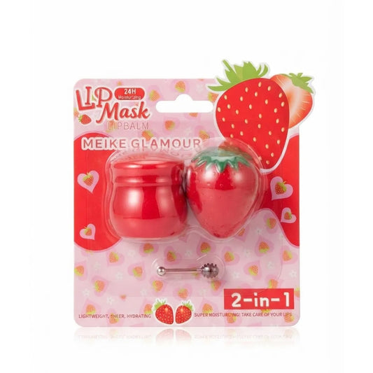 Combo Lip Mask + Bálsamo Aroma Frutilla Meike Glamour — Hidratación Labial Completa