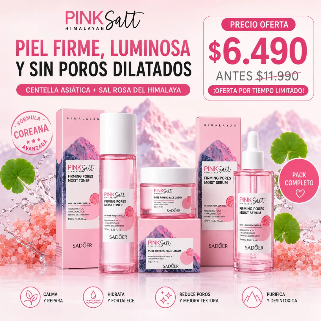 Pack Skincare Pinksatt Centella Asiática y Sal del Himalaya — Tónico + Sérum + Crema Facial