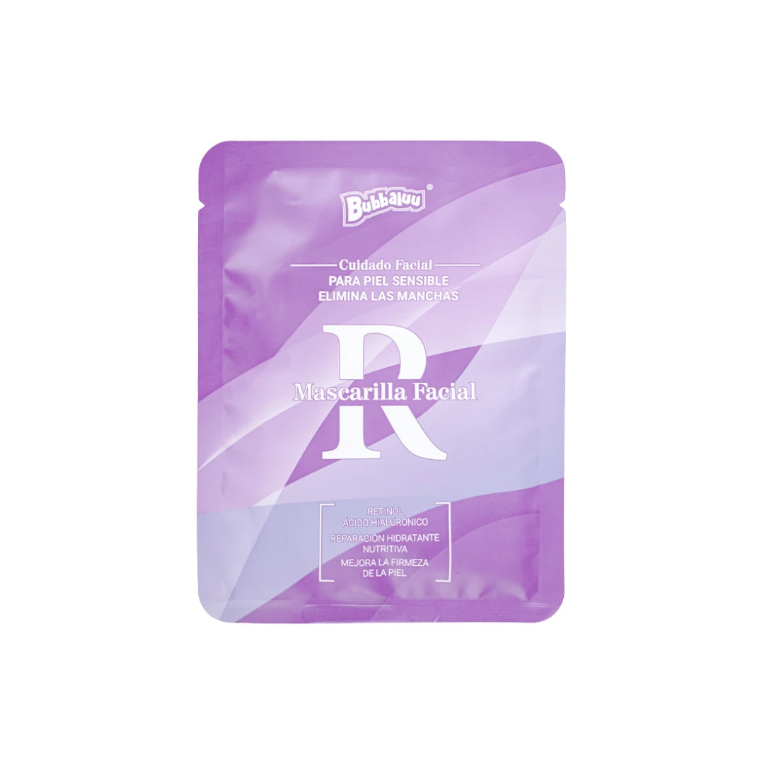 Mascarilla Facial Bubbaluu Retinol + Ácido Hialurónico – Borra Manchas en Piel Sensible