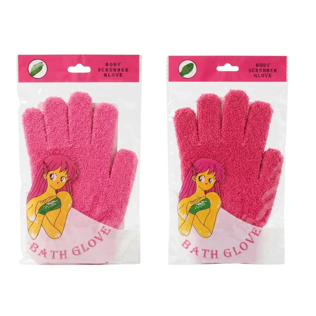 Pack 2 Guantes de Baño Exfoliantes Bath Glove — Color Rosa y Rojo