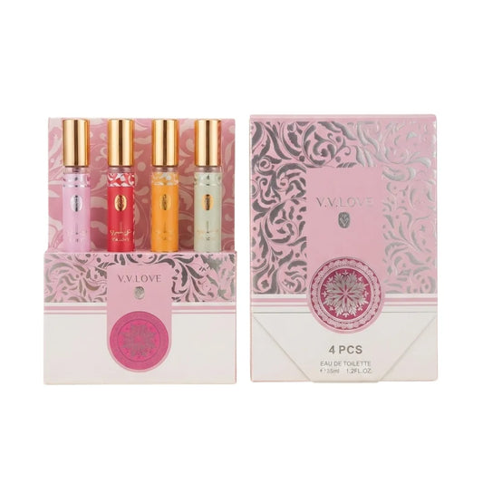 Pack 4 Perfumes de Cartera VV Love 35ml — Colección Completa Yara | Tradicional, Moi, Candy y Tous