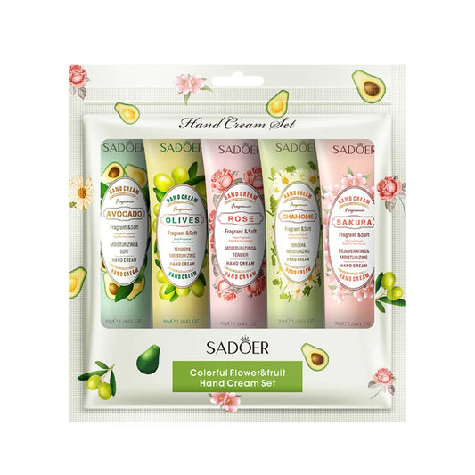 Pack 5 Cremas de Mano Sadoer Colorful Flower and Fruit — Hidratación e Ingredientes Florales