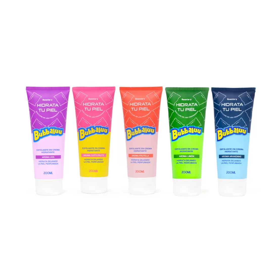 Pack 5 exfoliantes marca bubbaluu para mayoristas