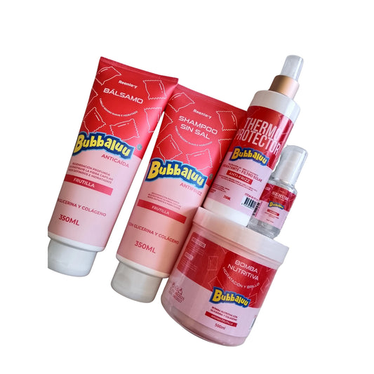 Pack cuidado capilar marca bubbaluu aroma frutilla