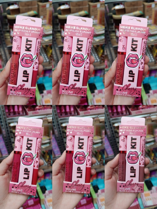 Pack Lip Gloss + Delineador Guinda Meike Glamour — Se Envía Surtido