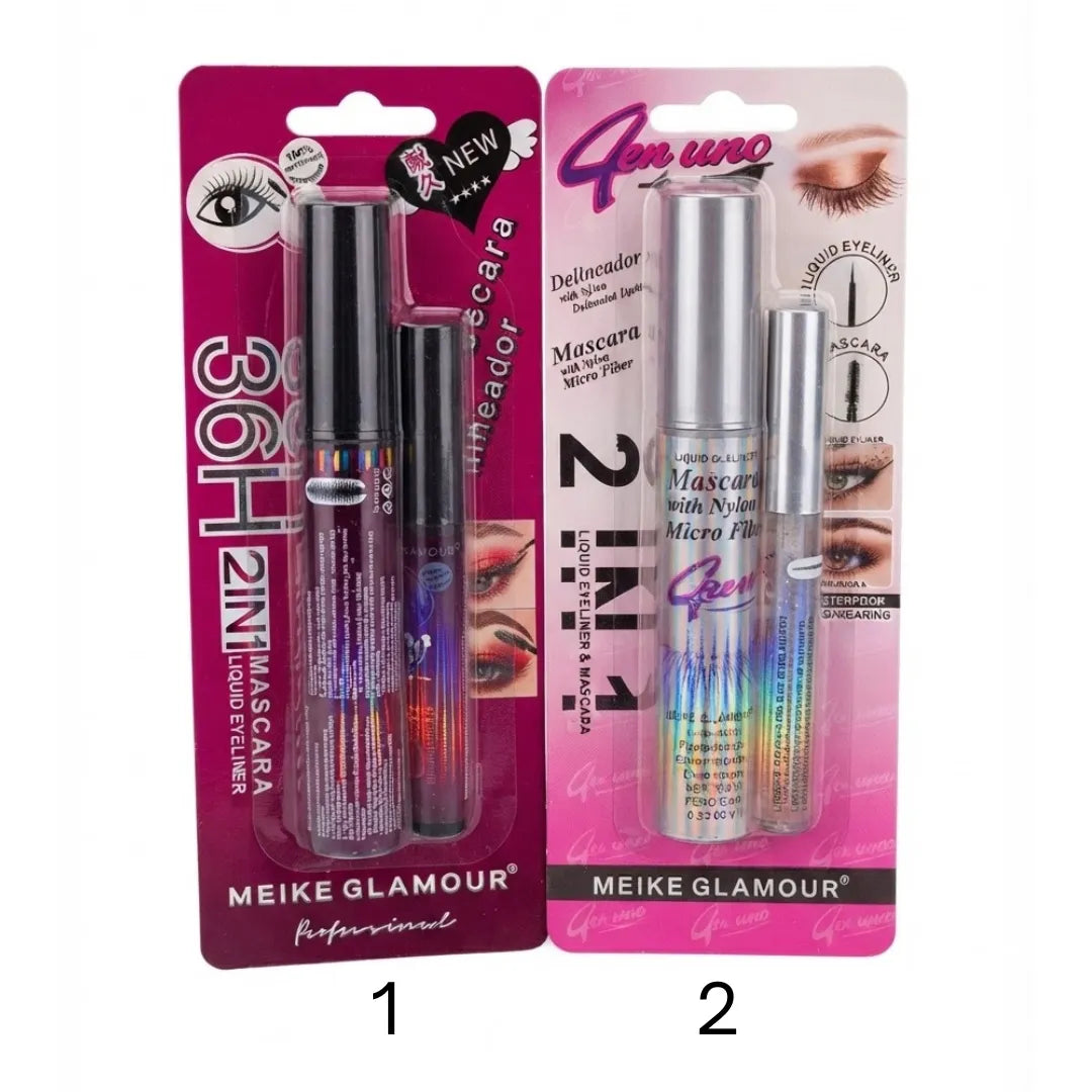 Máscaras de Pestañas + Delineador Meike Glamour Larga Duración — 2 Colores Disponibles