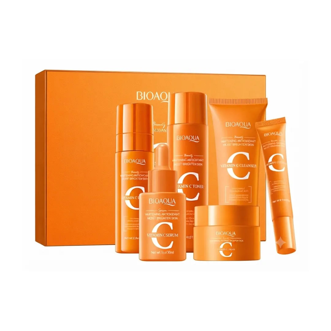 Pack Skincare Vitamina C Bioaqua 6 Pasos — Antioxidante con Ácido Hialurónico | Rutina Completa