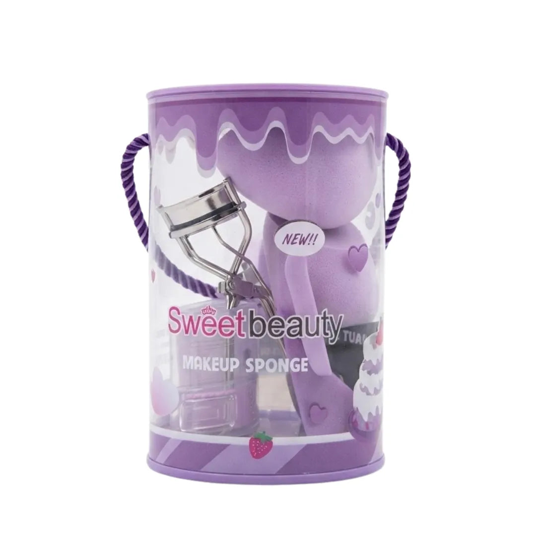 Set Esponjas + Encrespador + Brocha Sweet Beauty — 3 Colores Disponibles