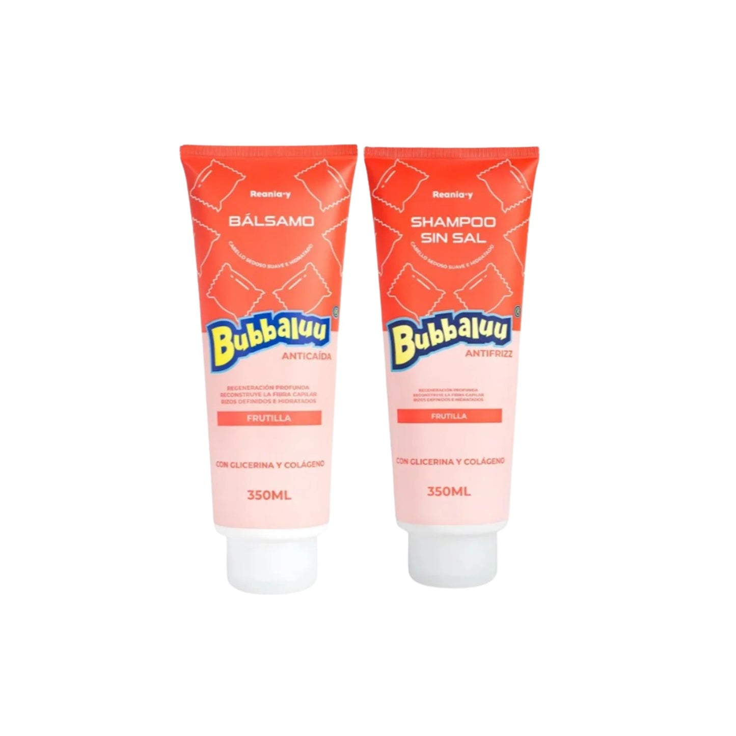 Pack Shampoo + Bálsamo Bubbaluu 350 ml – Frutilla, Uva y Tutti Frutti