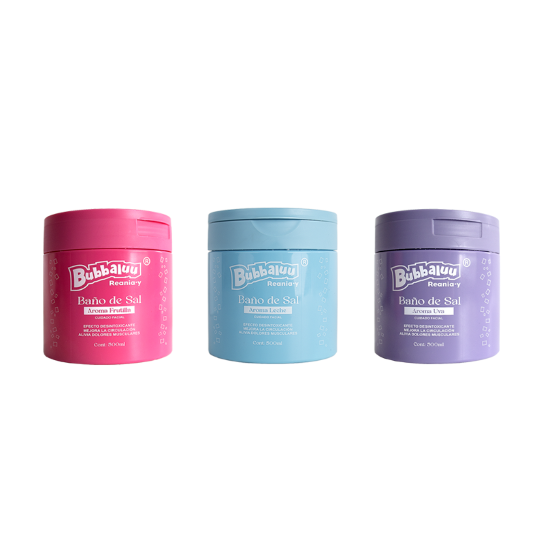baño de sal bubbaluu en 3 aromas