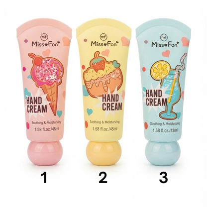 Crema de Mano con Aromas Dulces Miss Fon 3 Aromas — Hidratación Irresistible