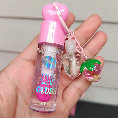Lip Gloss Meike Glamour con Llavero y Brillo Extra — 6 Tonos Disponibles