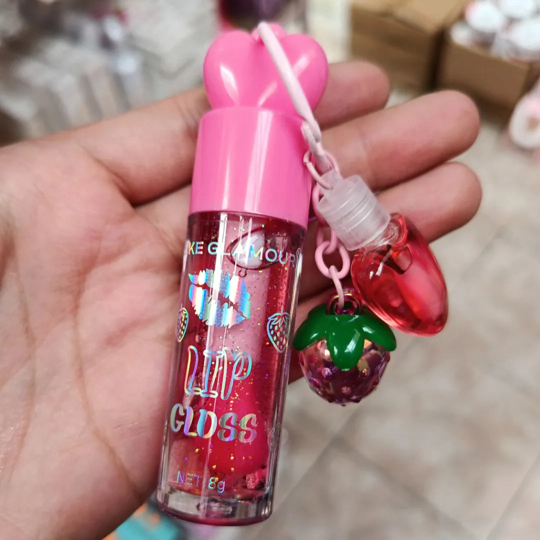 Lip Gloss Meike Glamour con Llavero y Brillo Extra — 6 Tonos Disponibles