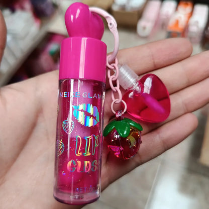 Lip Gloss Meike Glamour con Llavero y Brillo Extra — 6 Tonos Disponibles