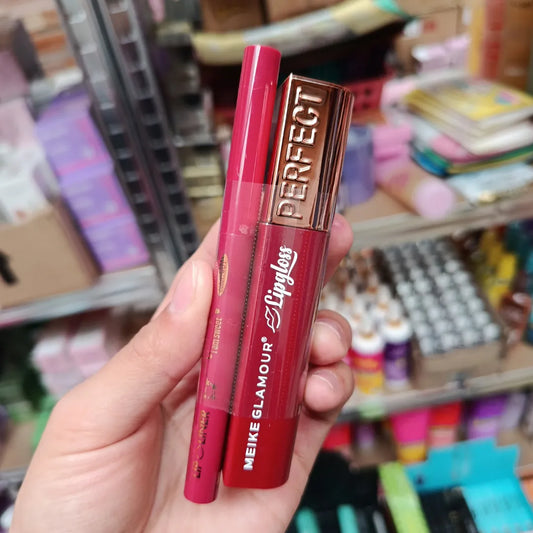 Pack Lip Gloss + Delineador Meike Glamour — 8 Tonos Disponibles