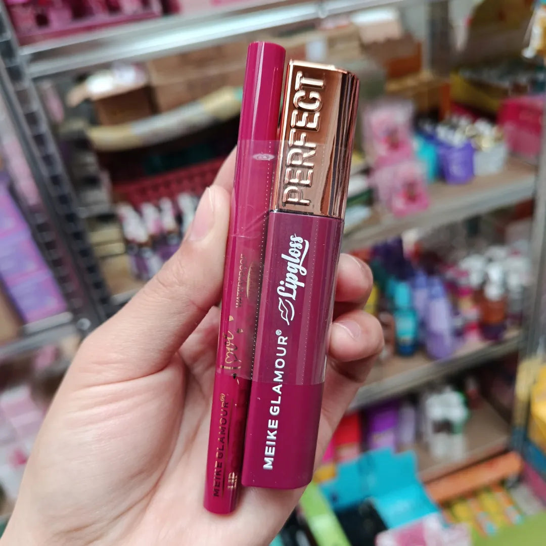 Pack Lip Gloss + Delineador Meike Glamour — 8 Tonos Disponibles
