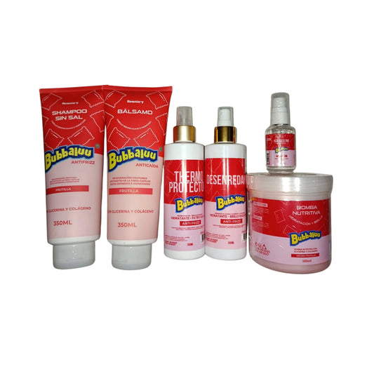 PACK COMPLETO DE CUIDADO CAPILAR BUBBALUU AROMA FRUTILLA