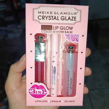 Pack 3 Lip en 1 Meike Glamour — Triple Función en un Solo Labial